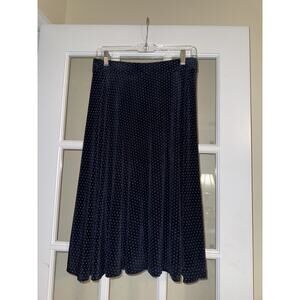Laura Ashley Navy Packable Travel Skirt Polka Dot Acetate Size Petite PM